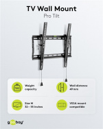 Goobay TV-veggfeste Pro TILT (M) for TV-er fra 32 til 55 tommer (81-140 cm) til 70 kg