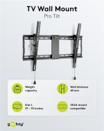 Goobay TV-veggfeste Pro TILT (L) for TV-er fra 37 til 70 tommer (94 til 178 cm), vippbart opp til 70 kg Goobay TV-veggfeste Pro TILT (L) for TV-er fra 37 til 70 tommer (94 til 178 cm), vippbart opp til 70 kg