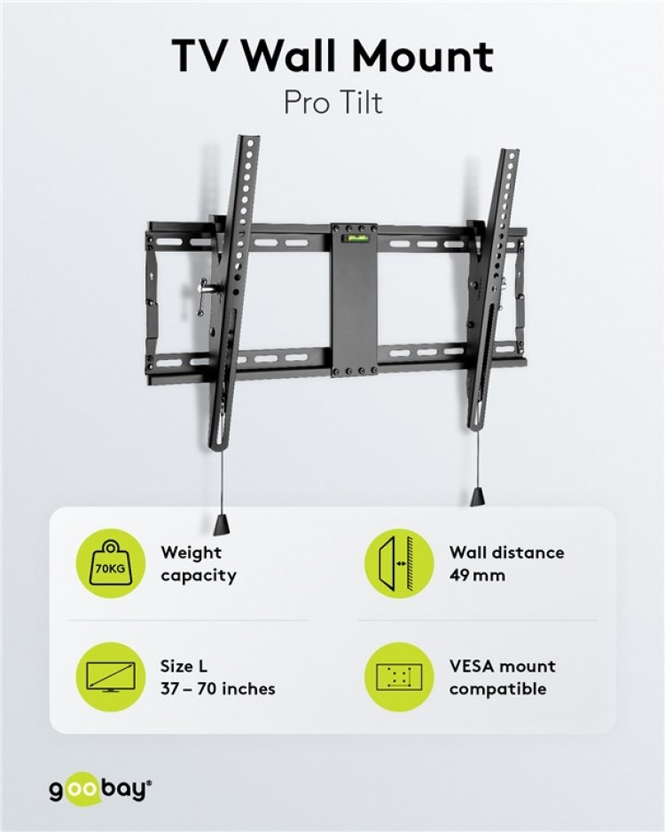 Goobay TV-veggfeste Pro TILT (L) for TV-er fra 37 til 70 tommer (94 til 178 cm), vippbart opp til 70 kg Goobay TV-veggfeste Pro TILT (L) for TV-er fra 37 til 70 tommer (94 til 178 cm), vippbart opp til 70 kg