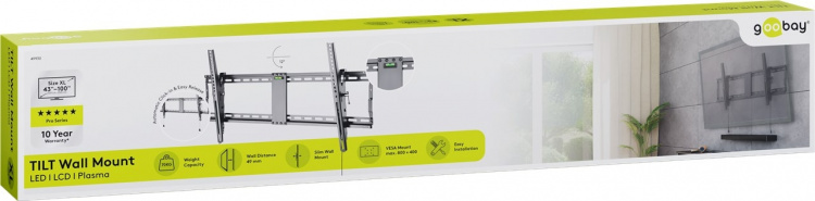 Goobay TV-veggfeste Pro TILT (XL) for TV-er fra 43 til 100 tommer (109-254 cm), vippbart opp til 70 kg