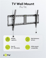 Goobay TV-veggfeste Pro TILT (XL) for TV-er fra 43 til 100 tommer (109-254 cm), vippbart opp til 70 kg
