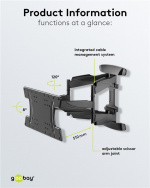 Goobay TV-veggbrakett OLED FULLMOTION (L) spesielt for OLED-TV-er fra 37 til 70 tommer (94 til 178 cm), fullt bevegelig (svingbar og vippbar) opp til 30 kg