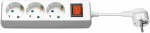 Goobay Strømlist med bryter, 3 stikkontakter, 3 m, hvit 3 x sikkerhetskontakter