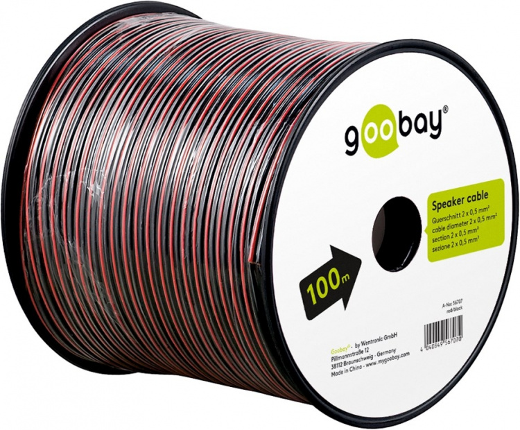 Goobay Høyttalerkabel CCA 100 m spole, tverrsnitt 2 x 0,50 mm² Goobay Høyttalerkabel CCA 100 m spole, tverrsnitt 2 x 0,50 mm²