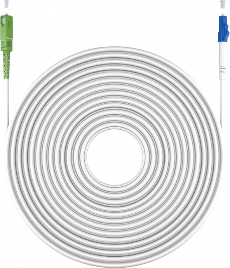 Goobay Fiberoptisk kabel (FTTH), Singlemode (OS2) Hvit, hvit (Simplex), 5 m plugg SC-APC (8°) > LC-plugg (UPC), halogenfri kabelkappe (LSZH)