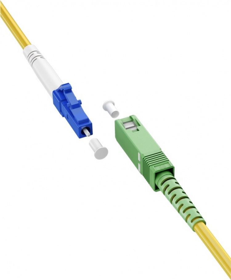 Goobay Fiberoptisk kabel (FTTH), Singlemode (OS2) Gul, gul (Simplex), 3 m plugg SC-APC (8°) > LC-plugg (UPC), halogenfri kabelkappe (LSZH)