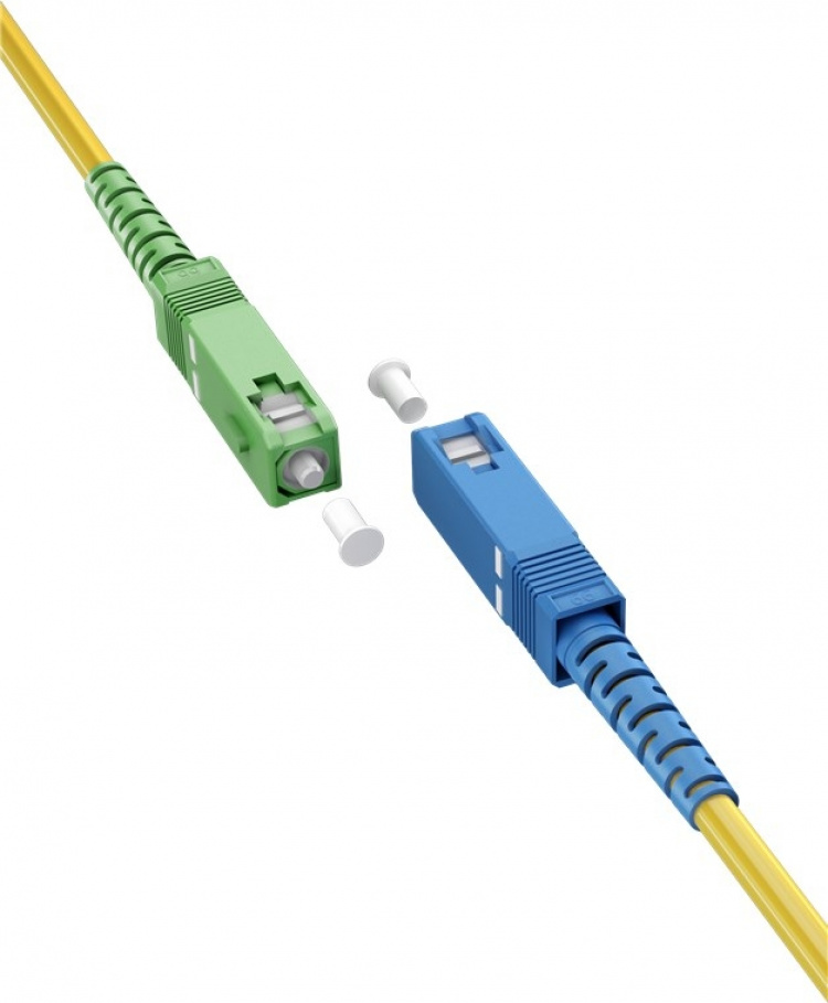 Goobay Fiberoptisk kabel (FTTH), Singlemode (OS2) Gul, gul (Simplex), 3 m plugg SC-APC (8°) > SC-plugg (UPC), halogenfri kabelmantel (LSZH)
