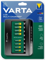 Varta LCD Multi Charger+ (type 57681) lader opptil 8 AA- eller AAA-batterier (NiMH) samtidig