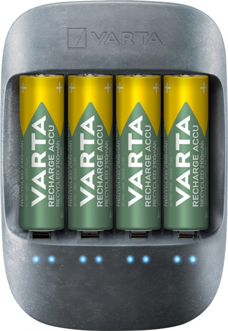 Varta Eco Charger (type 57680) lader opptil 4 x AA-batterier eller AAA-batterier (NiMH) samtidig
