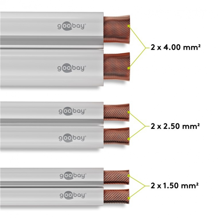 Goobay Høyttalerkabel hvit CCA 50 m spole, tverrsnitt 2 x 4,0 mm² Goobay Høyttalerkabel hvit CCA 50 m spole, tverrsnitt 2 x 4,0 mm²