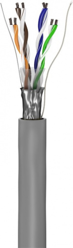 Goobay CAT 5e Nettverkskabel, F/UTP, 100 m, grå Kobberbelagt aluminiumsleder (CCA), AWG 26/7 (fåtrådet), PVC-kabelkappe