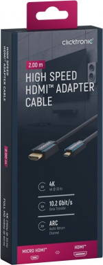 ClickTronic HDMI™ til Micro HDMI™ adapterkabel Premium kabel | 1x HDMI™-kontakt 1x Micro-HDMI™-kontakt | 2,0 m | UHD 4K @ 30 Hz