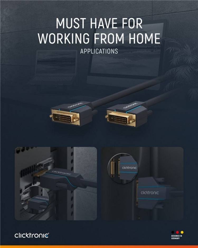 ClickTronic DVI-kabel Premium-kabel | 1x DVI-kontakt 1x DVI-kontakt | 7,5 m | WQXGA @ 60 Hz