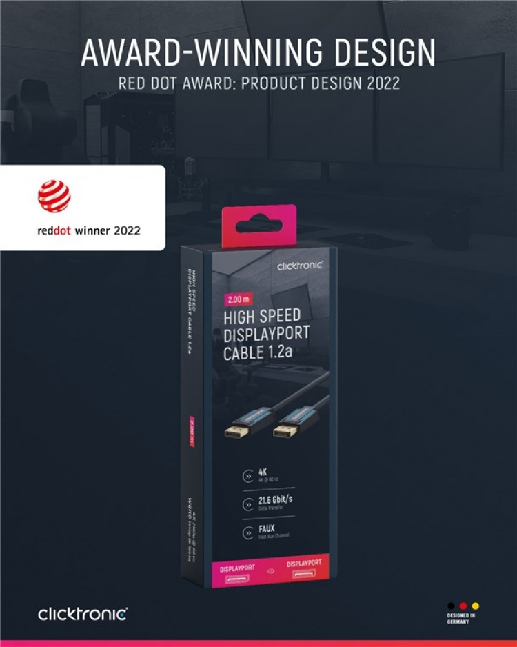 ClickTronic DisplayPort™-kabel Premium-kabel | 1x DisplayPort™-kontakt 1x DisplayPort™-kontakt 1x DisplayPort™-kontakt | 2,0 m | UHD 4K @ 60 Hz ClickTronic DisplayPort™-kabel Premium-kabel | 1x DisplayPort™-kontakt 1x DisplayPort™-kontakt 1x DisplayPort™-kontakt | 2,0 m | UHD 4K @ 60 Hz