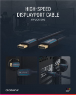 ClickTronic DisplayPort™-kabel Premium-kabel | 1x DisplayPort™-kontakt 1x DisplayPort™-kontakt 1x DisplayPort™-kontakt | 15,0 m | UHD 4K @ 60 Hz