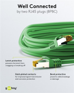 Goobay RJ45 patchkabel S/FTP (PiMF), 500 MHz, med CAT 7 råkabel, grønn, 2 m LSZH halogenfri kabelkappe, kobber, RJ45-kontakt (CAT 6A) Goobay RJ45 patchkabel S/FTP (PiMF), 500 MHz, med CAT 7 råkabel, grønn, 2 m LSZH halogenfri kabelkappe, kobber, RJ45-kontakt (CAT 6A)