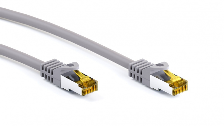 Goobay RJ45 patchkabel S/FTP (PiMF), 500 MHz, med CAT 7 råkabel, grå, 3 m LSZH halogenfri kabelmantel, kobber, RJ45-kontakt (CAT 6A)