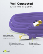Goobay RJ45 patchkabel S/FTP (PiMF), 500 MHz, med CAT 7 råkabel, fiolett, 3 m LSZH halogenfri kabelkappe, kobber, RJ45-kontakt (CAT 6A) Goobay RJ45 patchkabel S/FTP (PiMF), 500 MHz, med CAT 7 råkabel, fiolett, 3 m LSZH halogenfri kabelkappe, kobber, RJ45-kontakt (CAT 6A)