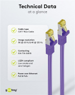 Goobay RJ45 patchkabel S/FTP (PiMF), 500 MHz, med CAT 7 råkabel, fiolett, 3 m LSZH halogenfri kabelkappe, kobber, RJ45-kontakt (CAT 6A) Goobay RJ45 patchkabel S/FTP (PiMF), 500 MHz, med CAT 7 råkabel, fiolett, 3 m LSZH halogenfri kabelkappe, kobber, RJ45-kontakt (CAT 6A)