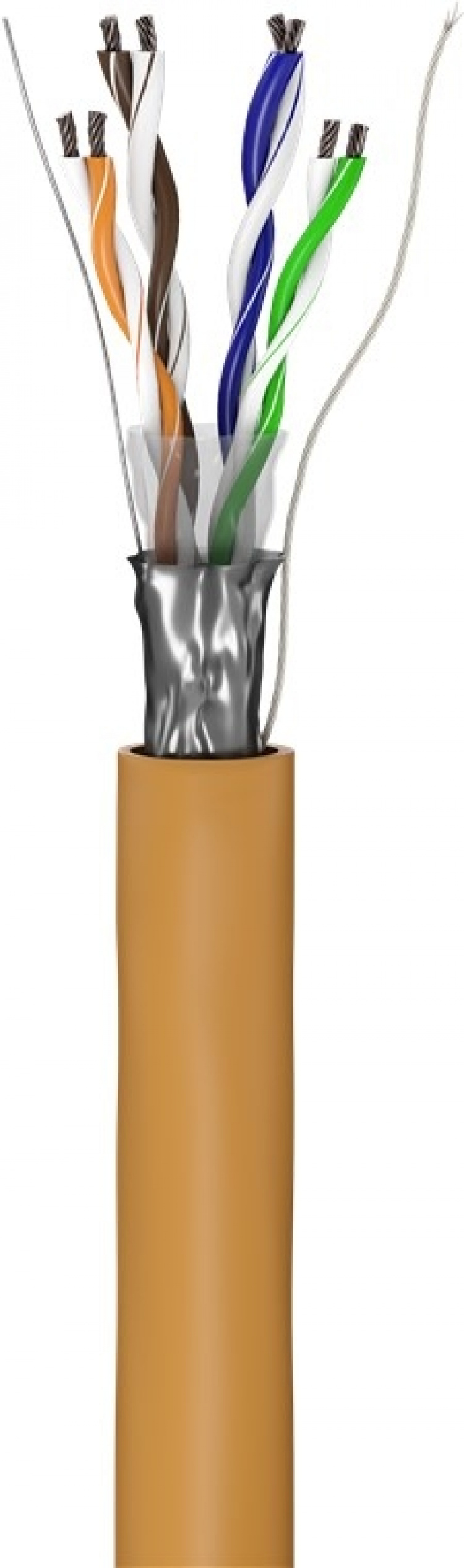 Goobay CAT 5e nettverkskabel, F/UTP, 100 m, oransje Kobberbelagt aluminiumsleder (CCA), AWG 26/7 (fåtrådet), PVC-kabelkappe