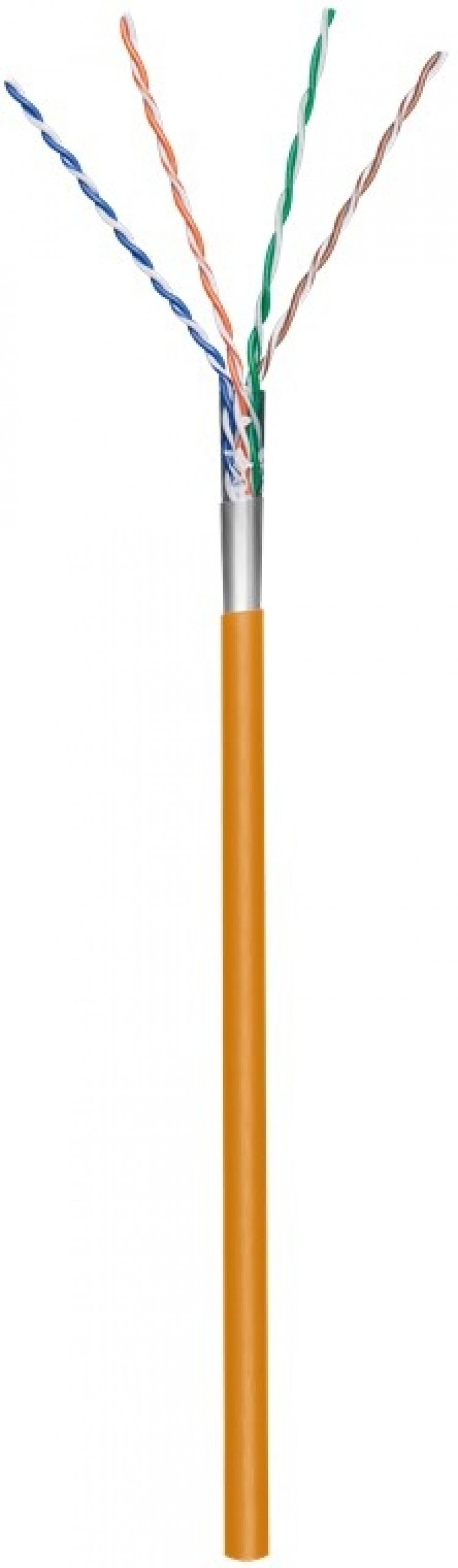 Goobay CAT 5e nettverkskabel, F/UTP, 100 m, oransje Kobberbelagt aluminiumsleder (CCA), AWG 26/7 (fåtrådet), PVC-kabelkappe