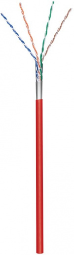 Goobay CAT 5e Nätverkskabel, F/UTP, 100 m, röd Kopparklädd aluminiumledare (CCA), AWG 26/7 (stranded), PVC-kabelhölje