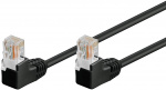 Goobay Kretskabel CAT 5e, 2x 90° vinklet, U/UTP, svart, 2 m kobberbelagt aluminiumtråd (CCA), 2x RJ45-plugg 90° (8P8C)