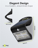 Goobay LED-solcellelampe med bevegelsesdetektor, 3,2 W belysning for inngangspartier, garasjeporter og trapper