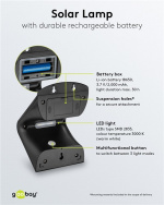 Goobay LED-solcellelampe med bevegelsesdetektor, 3,2 W belysning for inngangspartier, garasjeporter og trapper