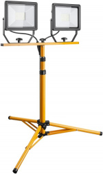 Goobay LED-konstruksjonslyskaster med teleskopstativ, 2x 50 W med totalt 8500 lm og kjølig hvitt lys (6500 K), egnet for innendørs og utendørs bruk (IP65)