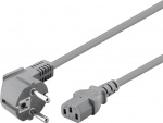 Goobay Tilkoblingskabel for kaldt apparat, 2 m, grå, vinklet Jordingsstift (type F, CEE 7/7) > Stikkontakt C13 (tilkobling til kaldt apparat) Goobay Tilkoblingskabel for kaldt apparat, 2 m, grå, vinklet Jordingsstift (type F, CEE 7/7) > Stikkontakt C13 (tilkobling til kaldt apparat)