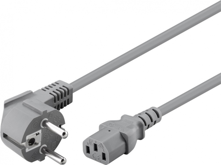 Goobay Tilkoblingskabel for kaldt apparat, 2 m, grå, vinklet Jordingsstift (type F, CEE 7/7) > Stikkontakt C13 (tilkobling til kaldt apparat) Goobay Tilkoblingskabel for kaldt apparat, 2 m, grå, vinklet Jordingsstift (type F, CEE 7/7) > Stikkontakt C13 (tilkobling til kaldt apparat)