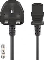 Goobay Kabel for britiske kalde apparater, 1,8 m, svart Britisk 3-polet plugg (type G, BS 1363) > apparatkontakt C13 (IEC-plugg) Goobay Kabel for britiske kalde apparater, 1,8 m, svart Britisk 3-polet plugg (type G, BS 1363) > apparatkontakt C13 (IEC-plugg)