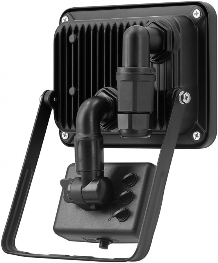 Goobay Utendørs LED-lyskaster, 20 W, med bevegelsesdetektor med 1700 lm, nøytralt hvitt lys (4000 K), PIR-sensor med PÅ/AV-funksjon og M16-kabelgjennomføring, egnet for utendørs bruk (IP44)