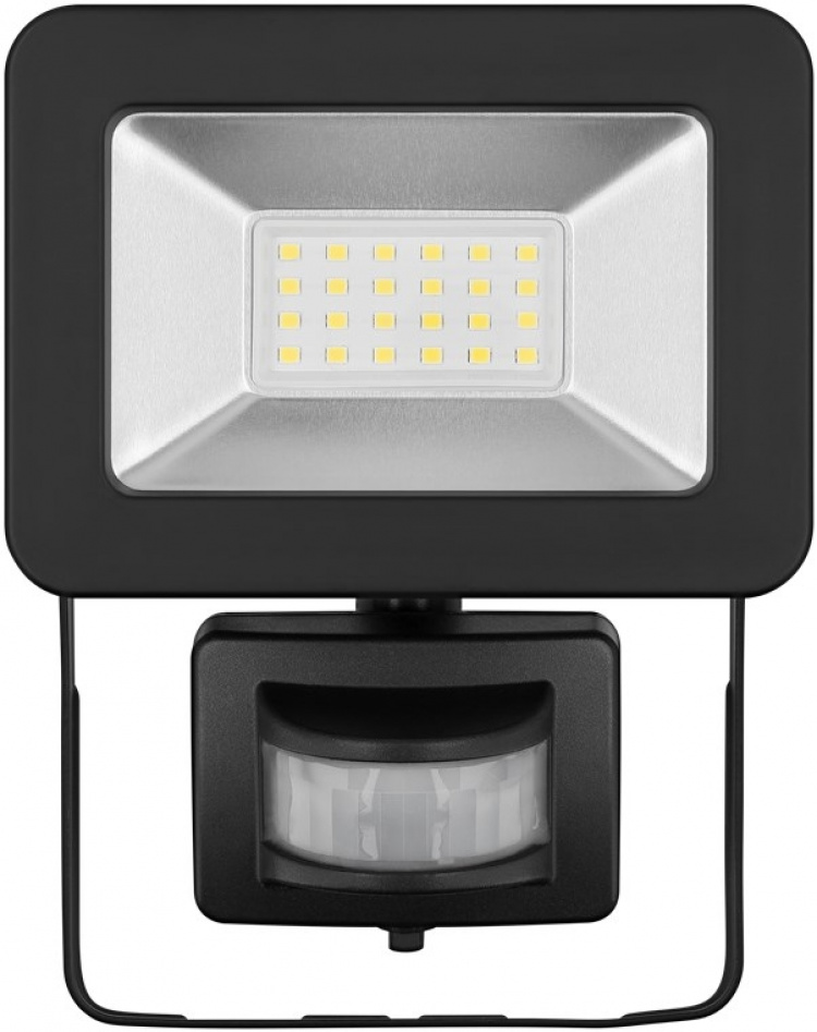 Goobay Utendørs LED-lyskaster, 20 W, med bevegelsesdetektor med 1700 lm, nøytralt hvitt lys (4000 K), PIR-sensor med PÅ/AV-funksjon og M16-kabelgjennomføring, egnet for utendørs bruk (IP44)