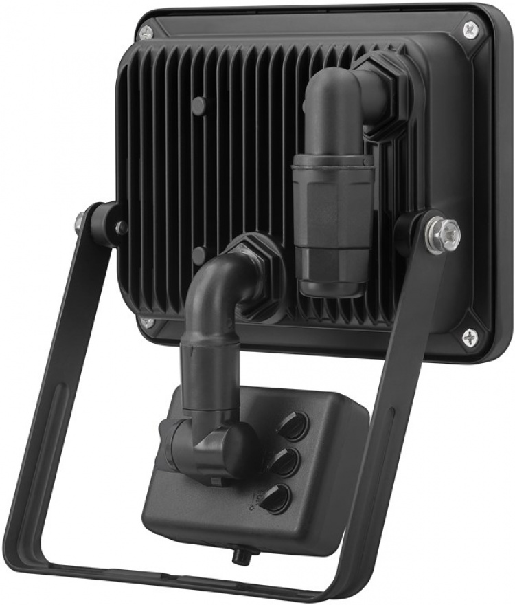 Goobay Utendørs LED-lyskaster, 30 W, med bevegelsesdetektor med 2550 lm, nøytralt hvitt lys (4000 K), PIR-sensor med PÅ/AV-funksjon og M16-kabelgjennomføring, egnet for utendørs bruk (IP44)