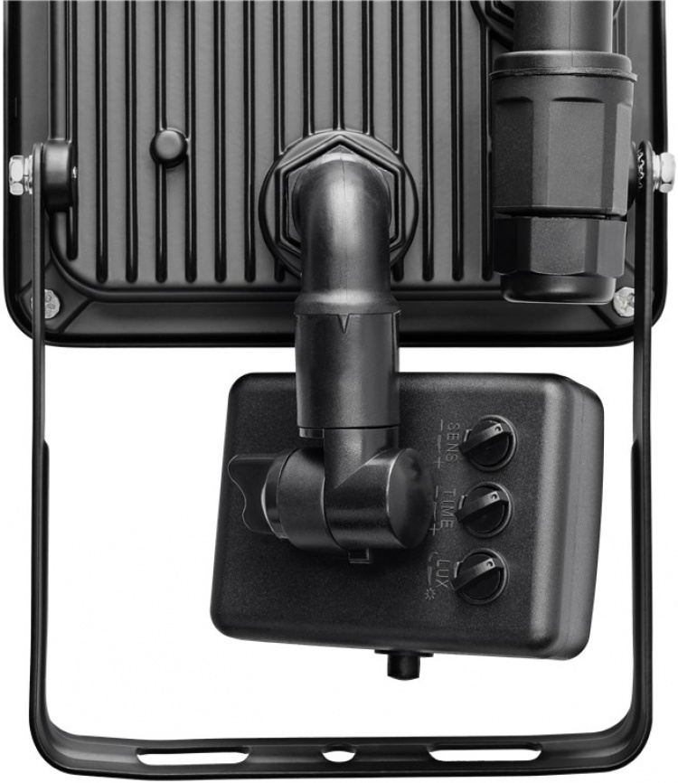 Goobay Utendørs LED-lyskaster, 30 W, med bevegelsesdetektor med 2550 lm, nøytralt hvitt lys (4000 K), PIR-sensor med PÅ/AV-funksjon og M16-kabelgjennomføring, egnet for utendørs bruk (IP44)