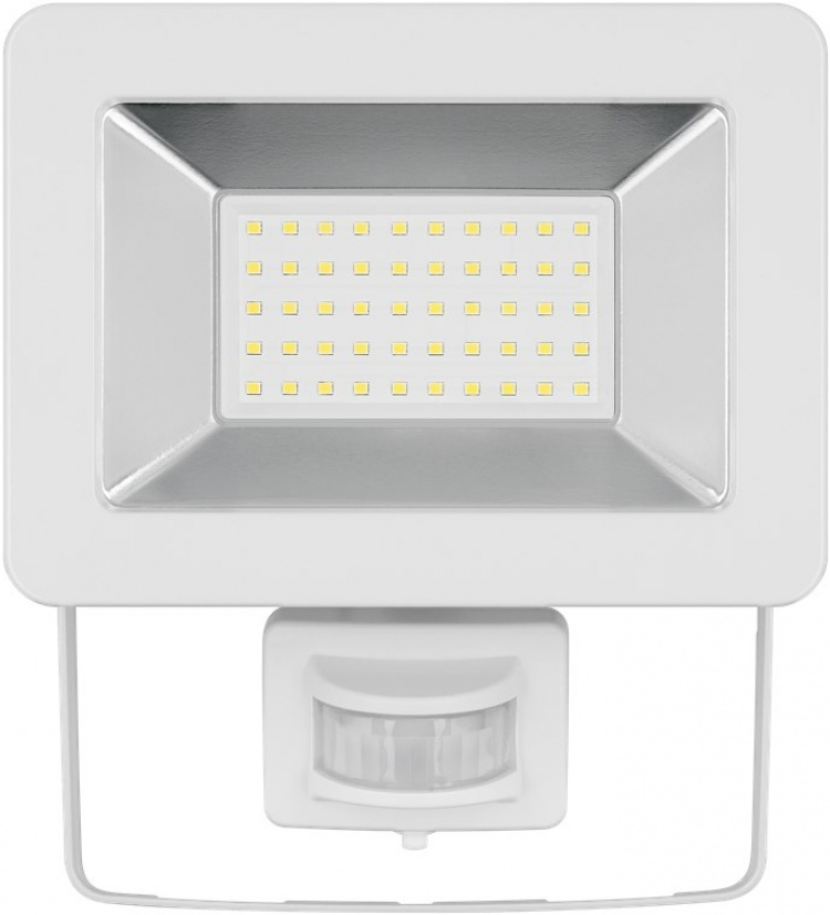 Goobay Utendørs LED-lyskaster, 50 W, med bevegelsesdetektor med 4250 lm, nøytralt hvitt lys (4000 K), PIR-sensor med PÅ/AV-funksjon og M16-kabelgjennomføring, egnet for utendørs bruk (IP44)