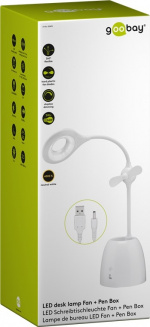 Goobay LED-bordlampe, vifte + pennal Innendørsbelysning for arbeidsrom, barnehage, soverom eller kontor Goobay LED-bordlampe, vifte + pennal Innendørsbelysning for arbeidsrom, barnehage, soverom eller kontor
