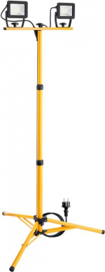 Goobay LED-konstruksjonslyskaster med teleskopstativ, 2x 20 W med totalt 3400 lm og nøytralhvitt lys (4000 K), egnet for innendørs og utendørs bruk (IP65)