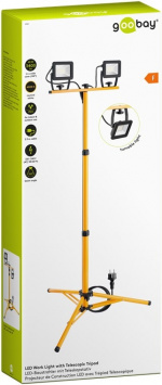 Goobay LED-konstruksjonslyskaster med teleskopstativ, 2x 20 W med totalt 3400 lm og nøytralhvitt lys (4000 K), egnet for innendørs og utendørs bruk (IP65)