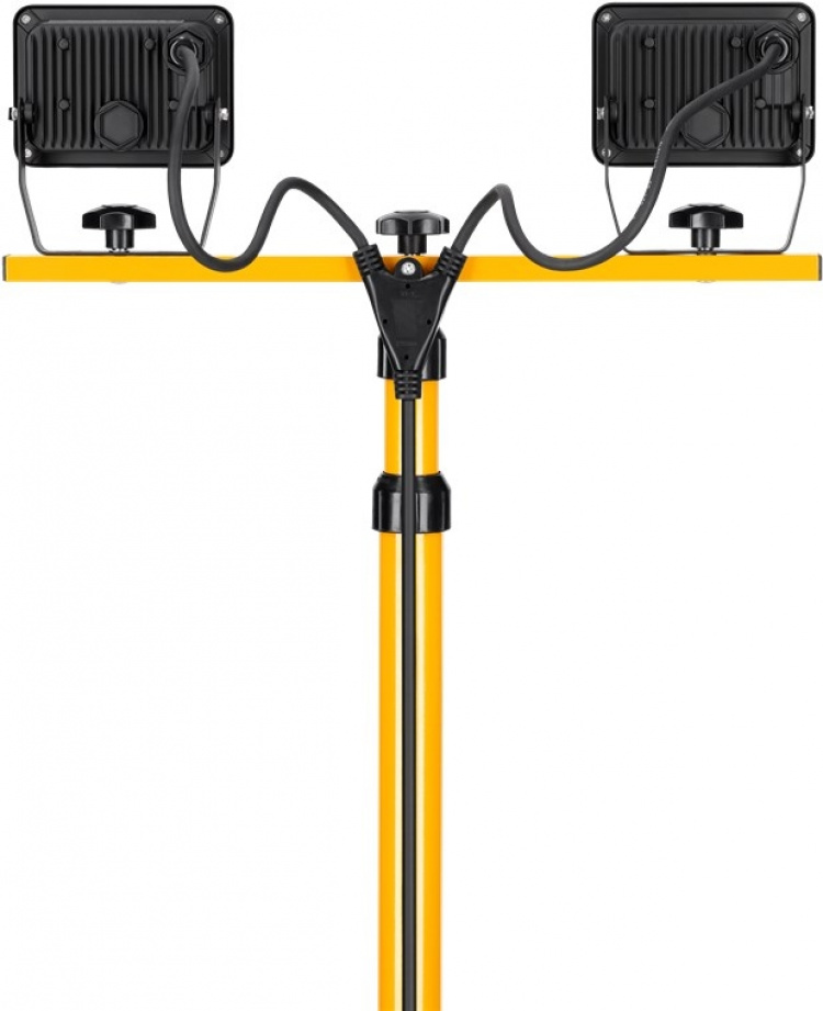 Goobay LED-konstruksjonslyskaster med teleskopstativ, 2x 20 W med totalt 3400 lm og nøytralhvitt lys (4000 K), egnet for innendørs og utendørs bruk (IP65)