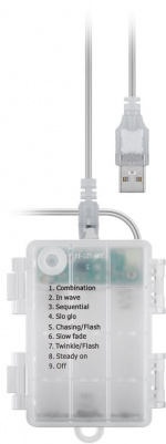 Goobay 300 LED-ljusridåer med fjärrkontroll, timerfunktion, 8 ljuslägen, dimmer, USB- och batteridrift, varmvitt (3000 K)