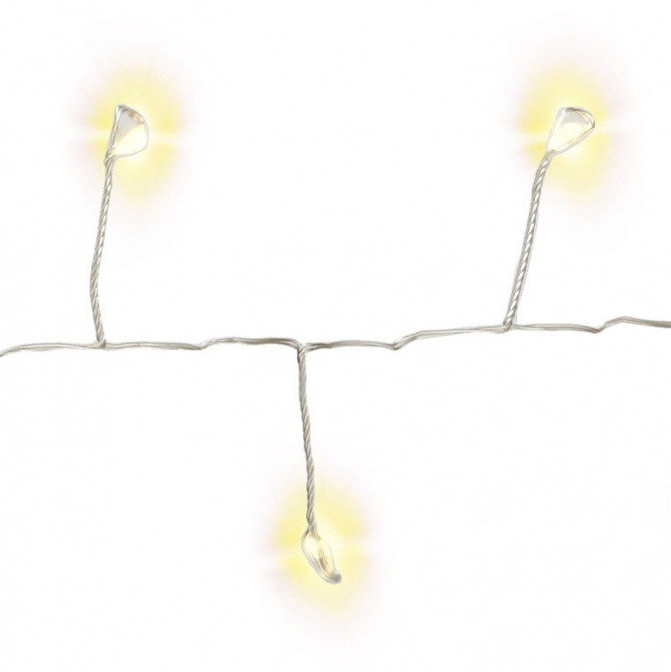 Goobay 50 LED sølvfarget lyskjede med 2 lysmoduser, varmhvit (3000 K), batteridrevet, for innendørs og utendørs bruk (IP44)