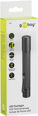 Goobay Zoom 120 LED-lommelykt ideell for fritid, sport, camping, fiske, jakt og veihjelp Goobay Zoom 120 LED-lommelykt ideell for fritid, sport, camping, fiske, jakt og veihjelp