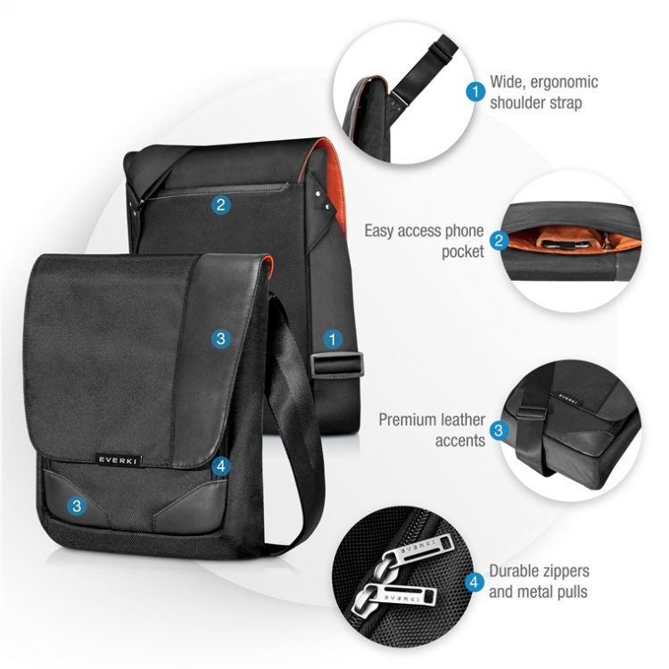 everki Venue XL (EKS622XL) Premium RFID Mini Messenger för iPad Pro 12-tum / Yta Pro / MacBook 12-tums