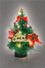 Goobay LED mini-juletre med juledekorasjon, 15 mikro-LED i varmhvit (2700 K) og 75 cm USB-kabel, høyde ca. 22 cm