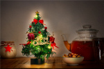 Goobay LED mini-juletre med juledekorasjon, 15 mikro-LED i varmhvit (2700 K) og 75 cm USB-kabel, høyde ca. 22 cm