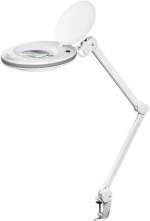 Goobay LED-forstørrelseslampe med klips, 8 W, hvit 650 lm, 127 mm krystallglasslinse, 1,75x forstørrelse, 3 dioptrier