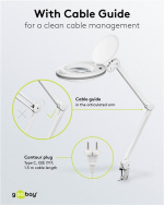 Goobay LED-forstørrelseslampe med klips, 8 W, hvit 650 lm, 127 mm krystallglasslinse, 1,75x forstørrelse, 3 dioptrier